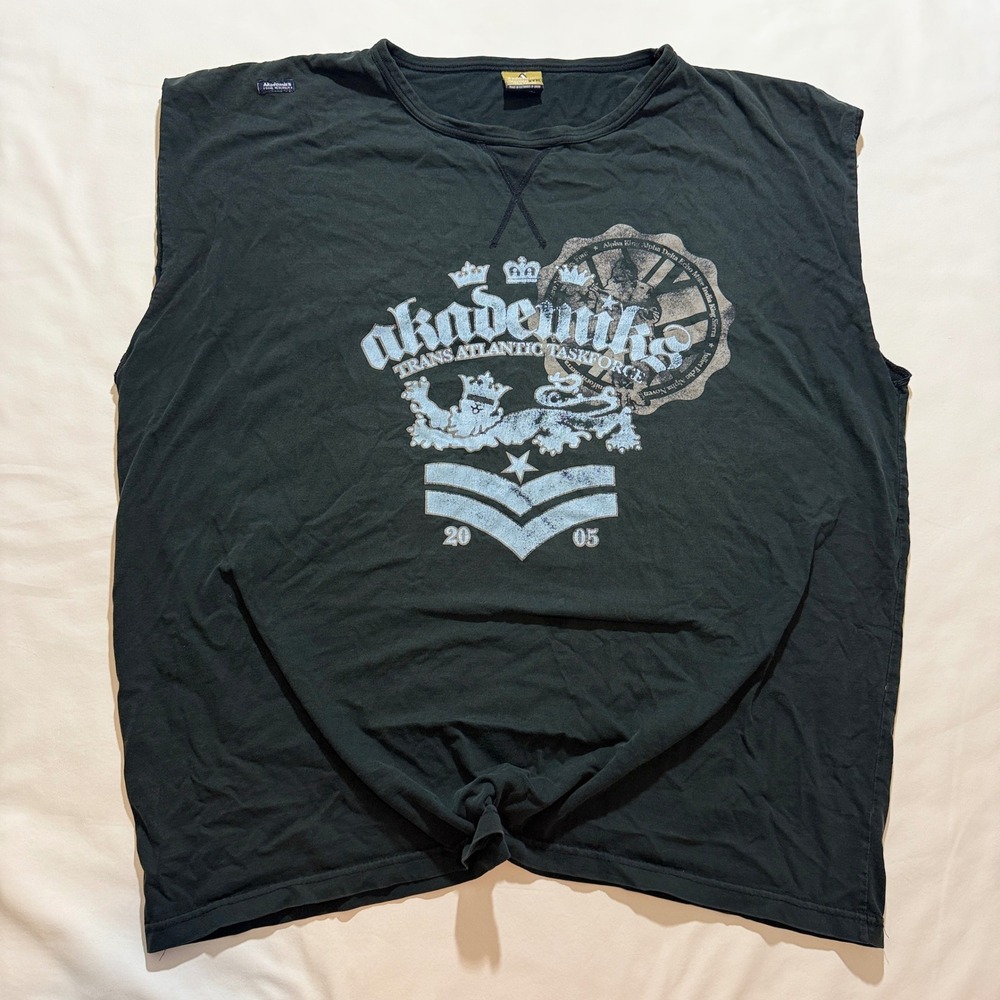 Akademiks Muscle Tee Men 3XL Black 2005 Vintage Y2K Graphic Sleeveless Shirt